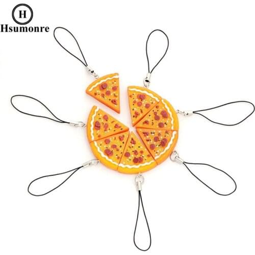 Pizza Matching Keychain Resin Yellow Chunky Pizza Keyring Round Pendant Child Cute Simulation Food Jewelry Gift For Lover