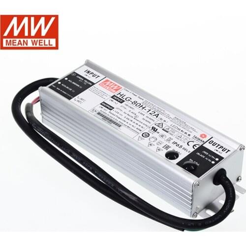 MEAN WELL LED driver HLG-80H-12A 60W 12V LED Switch Power Supply 110V/220V AC to 12V DC 5A 60W waterproof IP65 Adjustable PSU