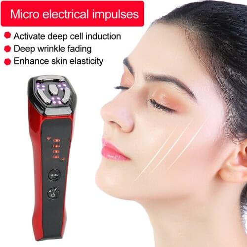 Micro-electrical Pulse Vibrator RF Radio Frequency Facial LED Photon Skin Care Beauty Device Face Lifting Tighten Wrinkle Remove
