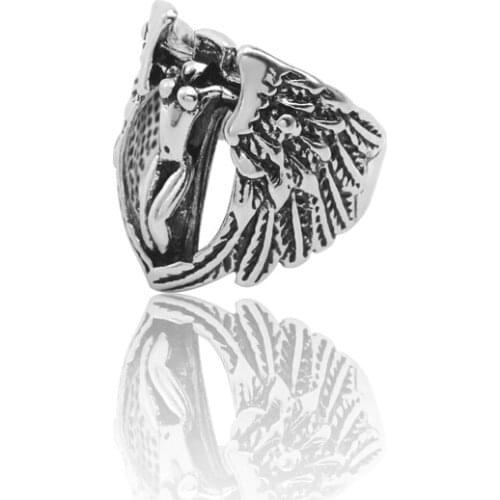 Fashion Punk Style Mens Ring Animal Cross Wings Shape Opening Adjustable Alloy Temperament Male Jewelry Gift Direct Sales Hot