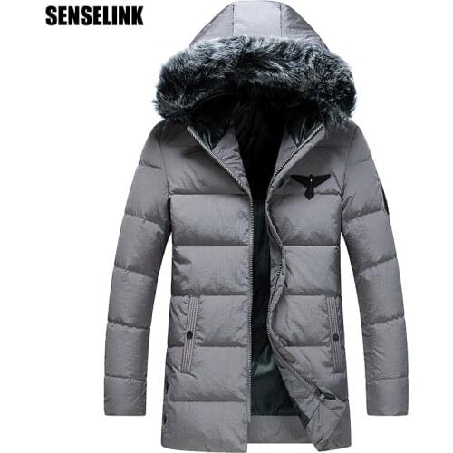 Mens Autumn & Winter Long Down Jacket Coat 2020 Fashion Slim Lightweight Casual 90% Duck Down Hooded Warm Jacket Clothing 4XL