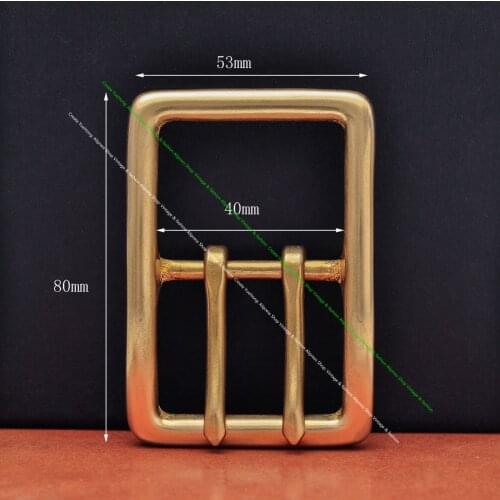 Men Western Heavy Duty Long Natural Solid Brass Double Pin Center Bar Leathercraft Belt Buckle Replacement Fit 40mm