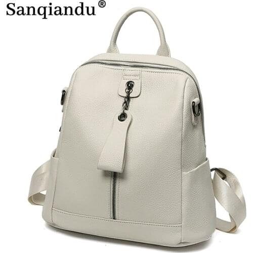 New Luxury Designer Women High Capacity Real Leather Backpack Casual High Quality Shoulder School Bags For Girls Travel Backpack