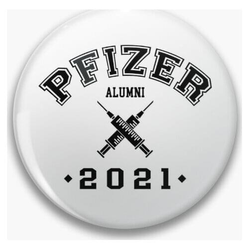 Pfizer Alumni 2021 Vaccinated Soft Button Pin Badge Clothes Fashion Brooch Funny Women Cartoon Hat Gift Lover Decor Cute