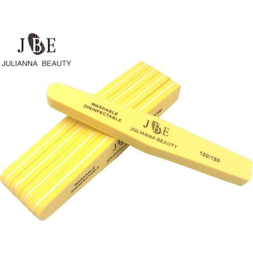 6Pcs Yellow 100/180 Nail File Buffers Prismatic sponge Sanding Buffing Files UV Gel Polisher Grinding Nail Art Salon Tools