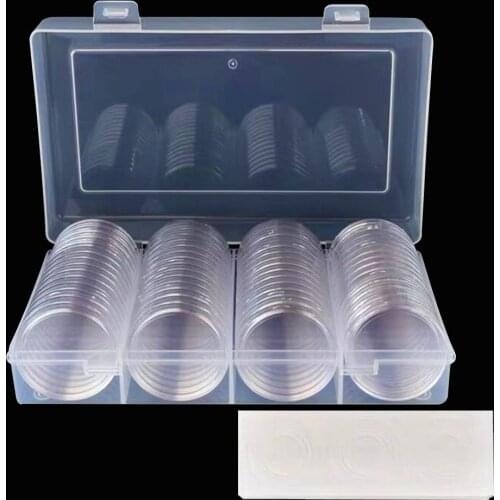 Coin Holder Case Plastic Storage Box With 60PCS Coin Capsules 19/20.5/22.25/25/27/30/39/41MM Protect Gasket For Coin Collection