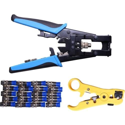 Durable Coax Compression Crimper Tool Bnc/Rca/F Crimp Connector Rg59/58/6 Cable Wire Cutter Adjustable Crimping Plie
