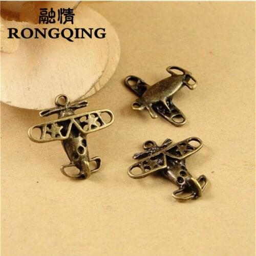 RONGQING 19*18*4MM 50pcs/lot aircraft Pendants Necklaces Handmade Fashion Jewelry Charms DIY