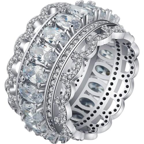 Luxury Wide Circle Women Rings With Oval AAA Cubic Zirconia And Fashion Small Round CZ Ring Jewelry