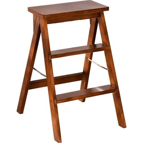 Solid wood folding stool simple portable multi-function ladder chair creative home kitchen high bench