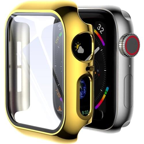 Glass+Cover For Apple Watch 6 Case 44mm 40mm iWatch Case 42mm 38mm bumper+Screen Protector apple watch Serie 6 5 4 3 2 1 Gold