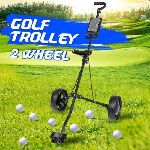 Golf Pull Cart Iron Black Adjustable Golf Trolley Cart 2 Wheels Push Pull Golf Cart Aluminium Alloy Foldable Trolley With Brake