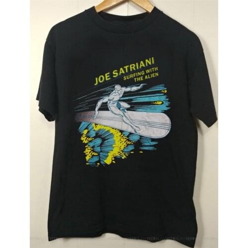 Vtg Joe Satriani Silver Surfer Surfing With Alien T Shirt Reprint S 3XL Casual Plus Size Vintage Hip Hop Style Tops Tee