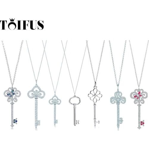 High Quality 1:1 TTFF 925 Sterling Silver Key Necklace With a Multi-Style Jewerly Original Design Model Exquisite Craftsmanship