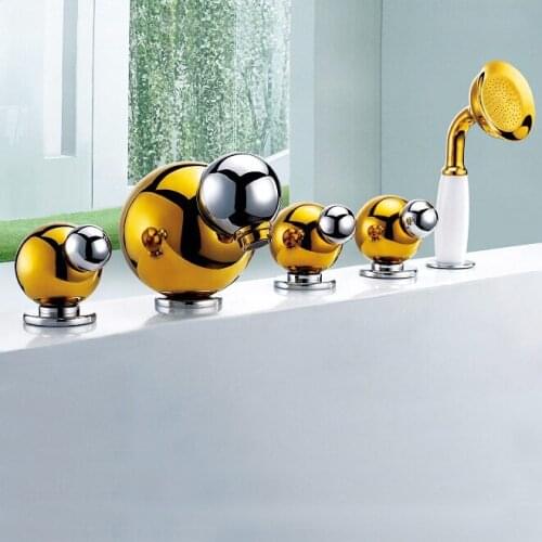 L16172 High Quality Deck Mounted Gold Color Brass Material of 3 Handle Bathtub Faucet