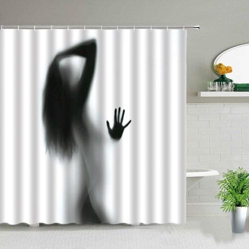 Sexy woman sun beach forest landscape girl shower curtain windproof bathroom decoration home furnishing