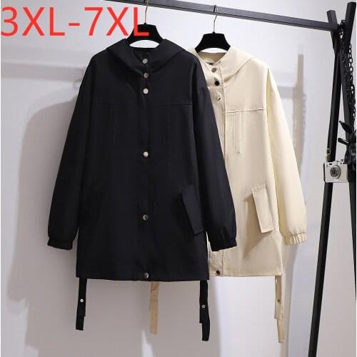 New Ladies Autumn Winter Plus Size Hoodie Jacket For Women Large Long Sleeve Loose Pocket Black Button Coat 3XL 4XL 5XL 6XL 7XL