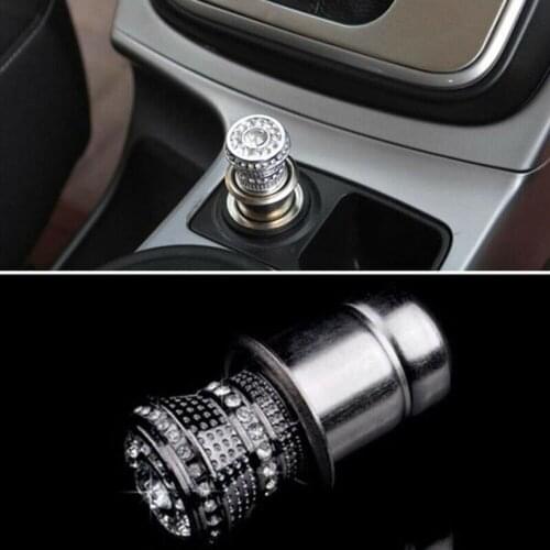 1pc Car Lighter Bling Rhinestone Auto Car Socket Ignition Tool 12V 1.9x1.1Inches