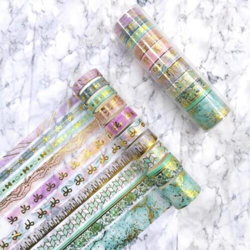 10pcs/set Marbling Bow Foil Washi Tape Set Decoration Material Masking Tape School Suppliers Stationery By Kevin&sasa Crafts