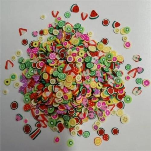 1000pc/Bag Nail Art Clay Fruit Slice Decoration Fake Fimo Flake Designs Melon Slices Slime Charm Polymer Clay Manicure Accessory