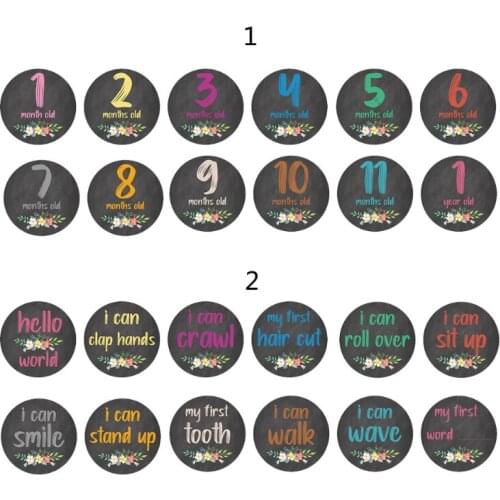 12 Pcs Floral Baby Monthly Stickers Memory Recording Milestone Stickers Props