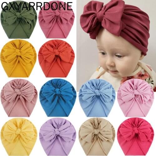 2021 Toddler Kids Headbands Baby Boys Girls Solid Bow Knotted Hat Beanie Headwear Accessories Infant Girls Soft Turban Head Band