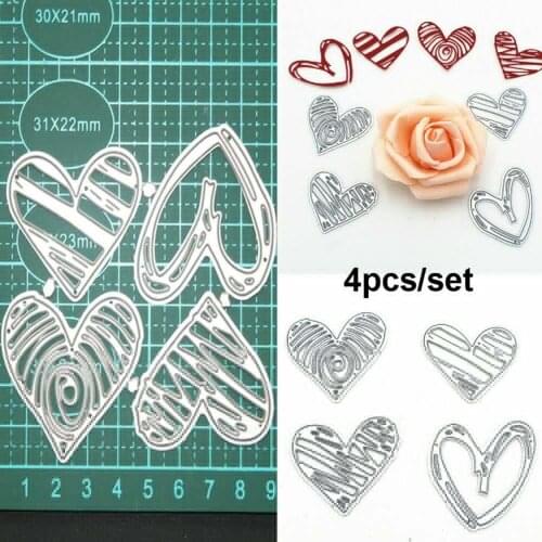 4pcs Love Heart Metal Cutting Dies Scrapbooking Embossing Paper Card Craft DIY