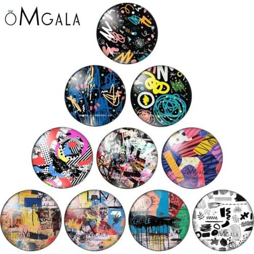 Abstract Colorful Graffiti Patterns 8mm/10mm12mm/18mm/20mm/25mm Round photo glass cabochon demo flat back Making findings