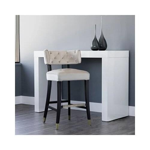 Chinafurniturewholesale light luxury birch frame stainless steel foot cover high-end flannelette bar designer high bar chair