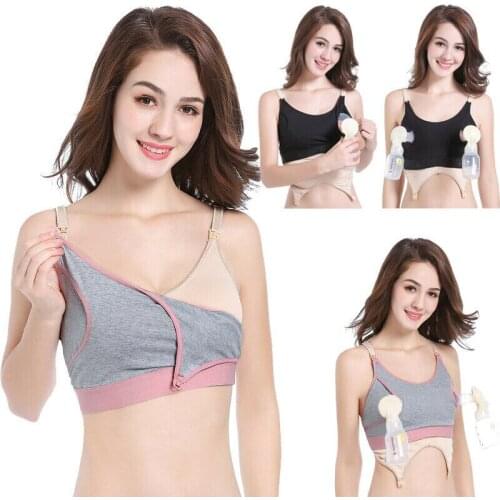 Womens Nursing Bras Hands Free Breast Feeding Pump Pumping Breastpump Maternity Nursing Bra