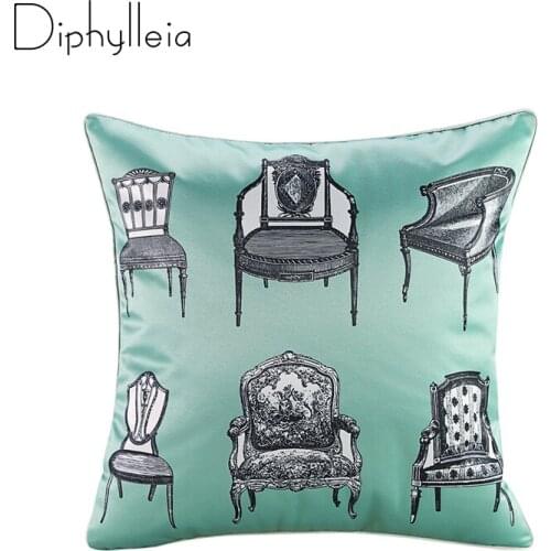 Diphylleia Retro Cushion Cover Thickened Satin Chair Sofa Furniture Patterns Digital Printed Pillow Case 45x45cm Unique design