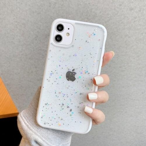 Moskado Gitter Stars Phone Case For iPhone 12 Pro 11 Pro Max X XR XS Max 7 8 Plus SE 2020 Solid Color Clear Soft TPU Back Cover