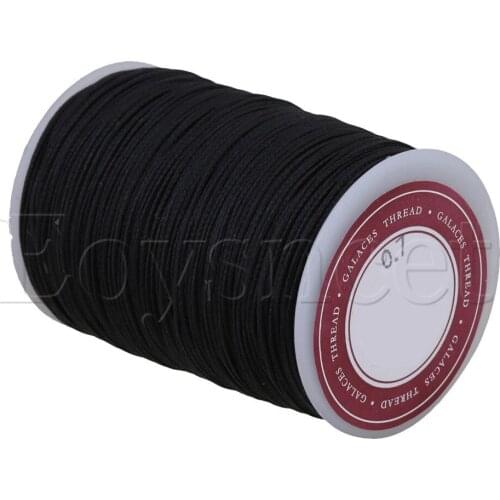 0.7mm Dia Black Polyester Waxed Cord Craft Sewing Stitching Thread Linen