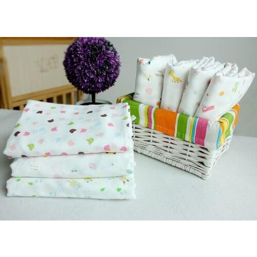 10pcs/lot Baby Cotton Bibs Burp Cloth Cute Cartoon Printing Soft Double Gauze Towel Nurse Infant Newborn Handkerchief Milk Towel