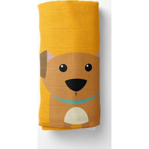 Realhomes Dog Patterned Digital Printed Cotton Müslin Baby Muslin Blanket Cover 75x90 Cm