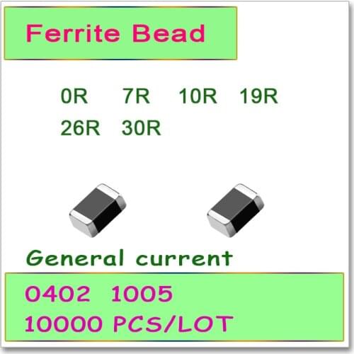 JASNPROSMA 0402/1005 100MHZ 10000PCS General current SMD Ferrite Bead 0R 7R 10R 19R 26R 30R 25% Bead OHM FB High quality