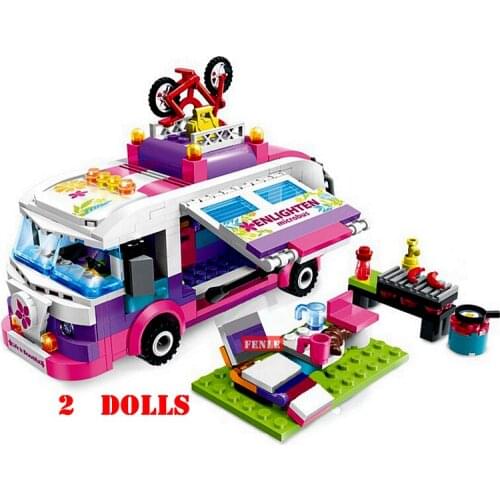 Enlighten Building Block Compatible Girls Friends camper van Outing Trip Bus 2 Figures for Girl Gift
