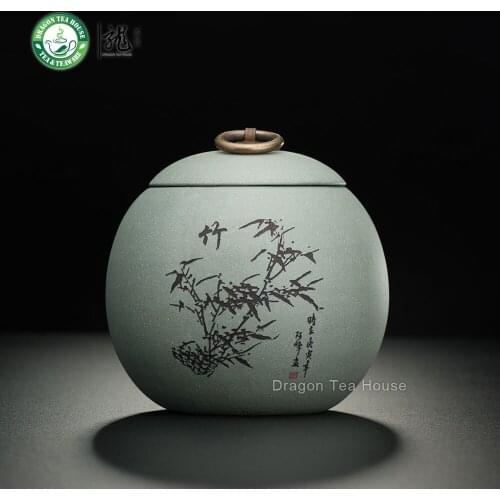 Handmade Canister Yixing Zisha Clay Bamboo Gray Tea Caddy Canister 500ml 16.9 oz