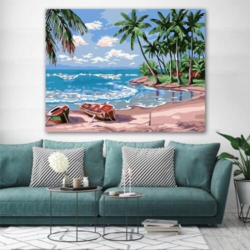 Paint by number art painting by numbers seaside creative adult hand-painted decompression living room decorative painting