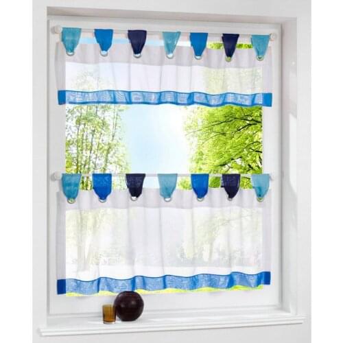 Pastoral Style Short Tulle Curtain for Kitchen Home Cafe Fresh Half-Curtain Kitchen Bookshelf Cabinet Window Valance Curtain 1PC