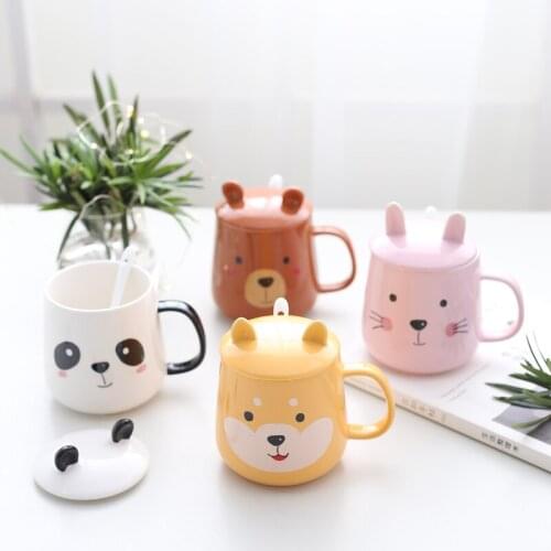 Creative cute three-dimensional animal, cartoon ceramic mug, office drinking cup, breakfast cup, coffee cup