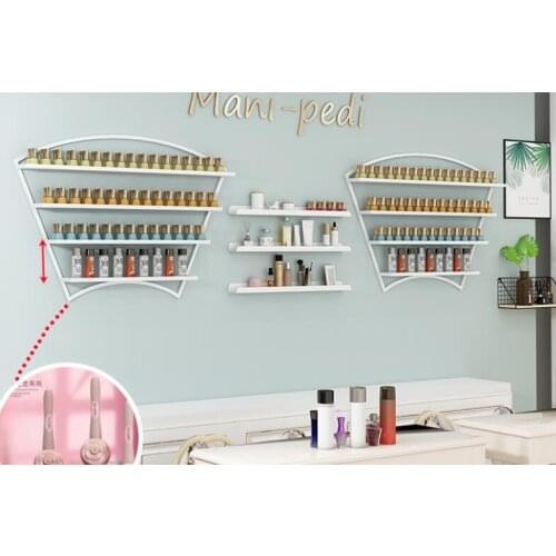 Nail Shop Display Shelf Wall Hanging Wall Nail Polishing Placement Shelf Fan Nail Polishing Shelf web celebrity Iron Art