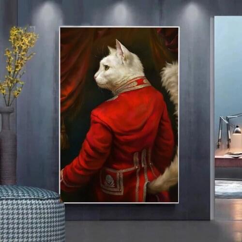 Gentle Gentleman and Beauty Cat Canvas Painting Wall Art Posters and Prints Animal Modern Picture Bedroom Room Home Decoration