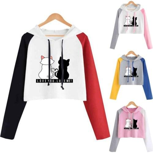 New Womens Long Sleeve Hoodie Pullover Cute Print Colorblock Sweatshirt Blouse Tops Valentines day Girl All-Match Sweater F