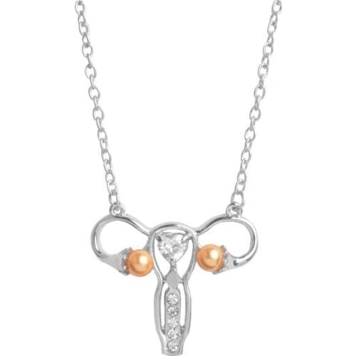 Uterus Ovary Pendant Necklace, Feminist Medical Symbol Female Organ Gynecologist Nurse Gift Jewelry