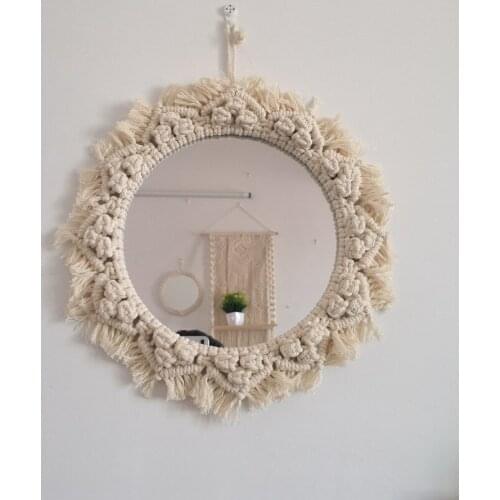Rope Weave Bohemia Home Decor Mirror Living Room Tapestry Wall Hanging Decorative with Mirror espejos decorativos de pared T671