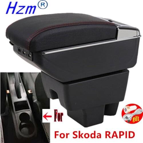 For Skoda RAPID Armrest Retrofit For Volkswagen Polo 2020 Car Armrest box Center Storage box car accessories Interior USB