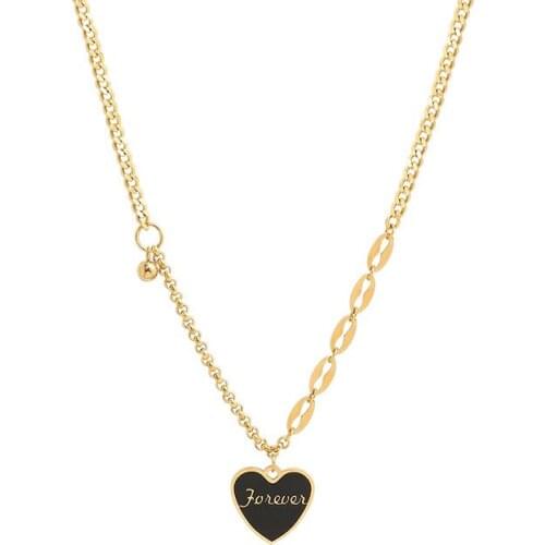 Simple Sweater Chain Female Peach Heart Dripping Oil Necklace