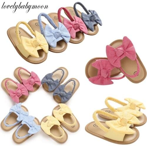 New Baby Girls Bow Knot Sandals Cute Summer Soft Sole Flat Princess Shoes Infant Non-Slip First Walkers