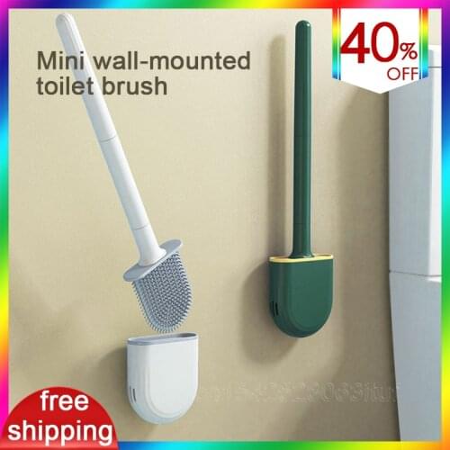 Wall Silicone Toilet Brush Wash Toilet Wc Accessories Non-contact Brush Cleaning Tool with Brush Holder Toilet Cleaning Tool